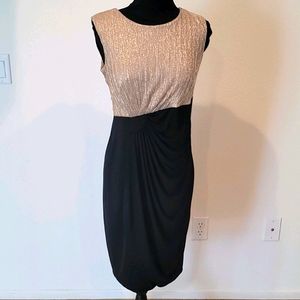 Black and gold dress w scrunch for flatter fit